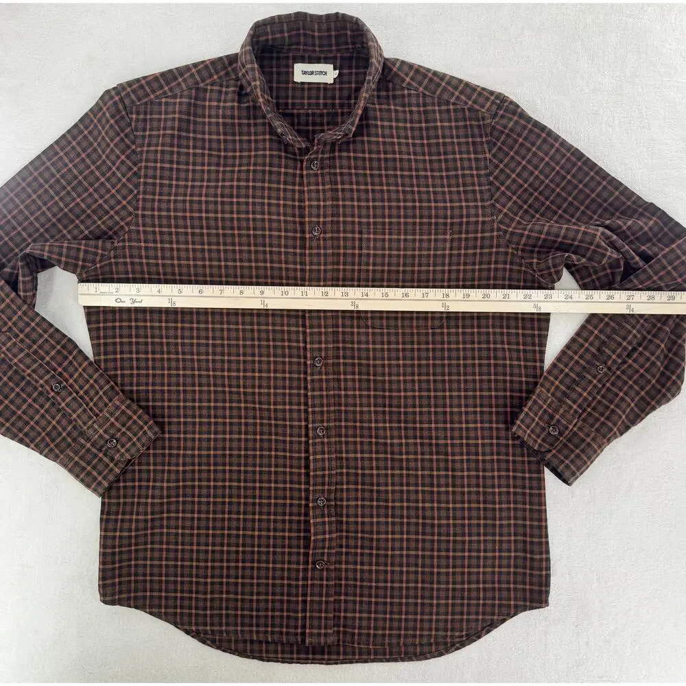 Taylor Stitch Jack Shirt Rust Black Plaid Button Down Shirt 42 L